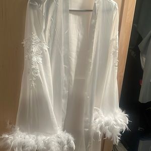 White bridal robe